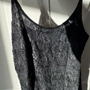 Vintage Beaded and Sequin Black Mini Dress